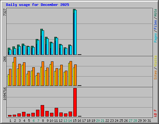 Daily usage for December 2025